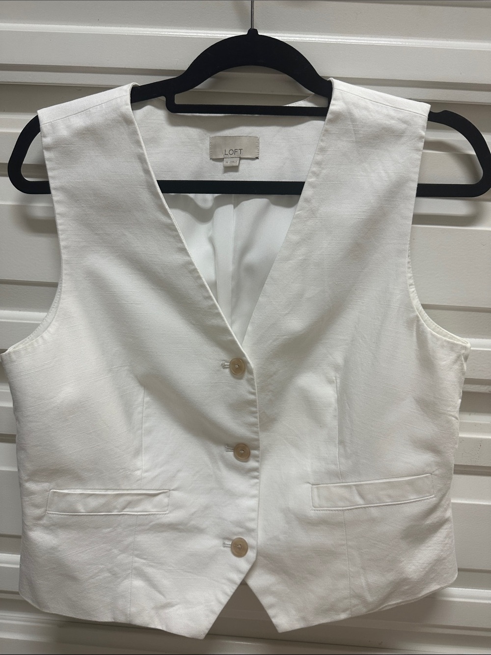 LOFT Cream Tailored Button-Front Vest